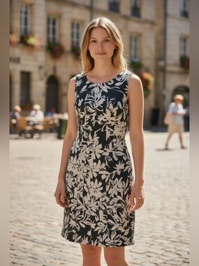 NWOT Ronni Nicole Black & White Floral Sleeveless Dress Plus Size 14W